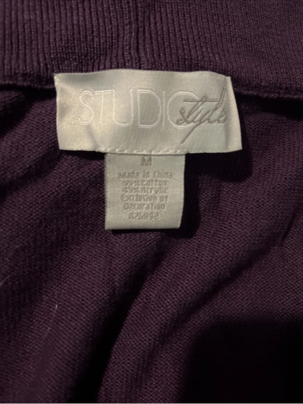 Women’s Cardigan Sweaters Size Medium Studio Style Purple Open Front - Picture 5 of 5